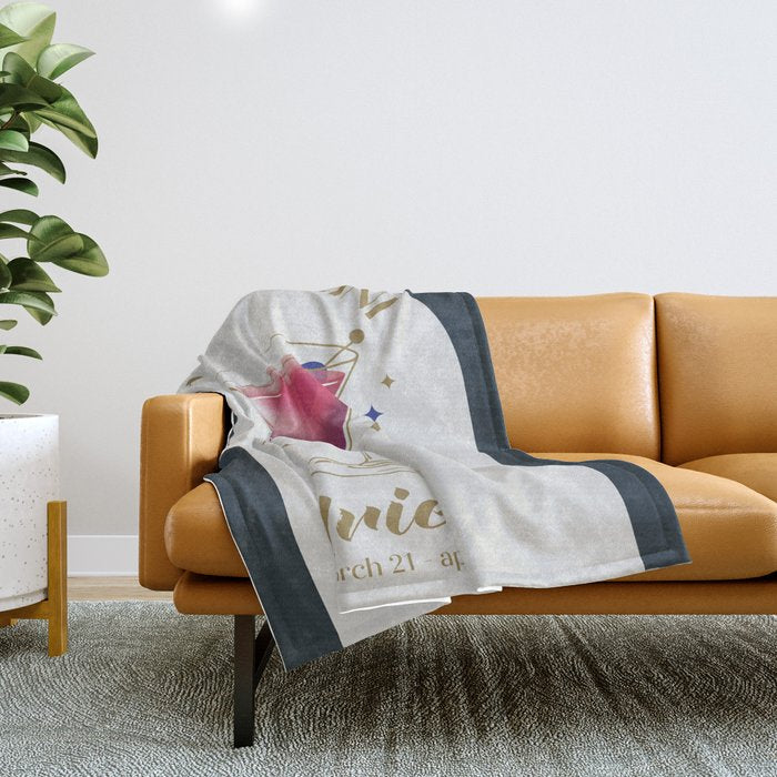 Dry Martini Cocktail Zodiac Sign Throw Blanket Gallery Image 1