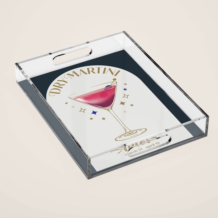 Dry Martini Cocktail Zodiac Sign Acrylic Tray Gallery Image 1