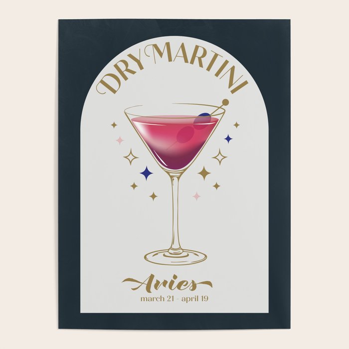 Dry Martini Cocktail Zodiac Sign Poster Gallery Image 4