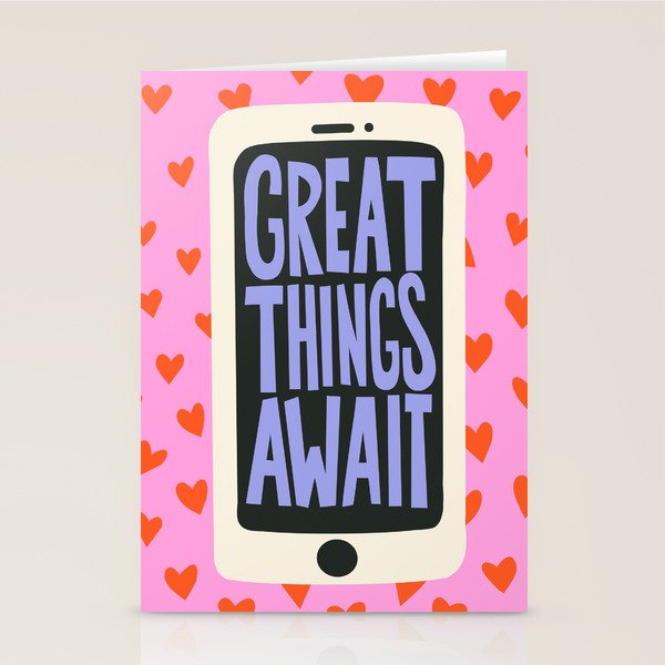 Great Things Await Phone Tweenager Motivational Quote Stationery Card Gallery Image 1