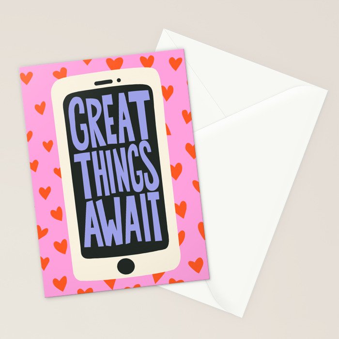 Great Things Await Phone Tweenager Motivational Quote Stationery Card Gallery Image 2