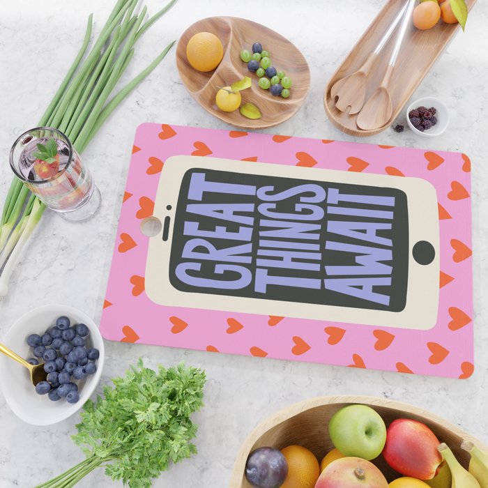 Great Things Await Phone Tweenager Motivational Quote Cutting Board Gallery Image 2