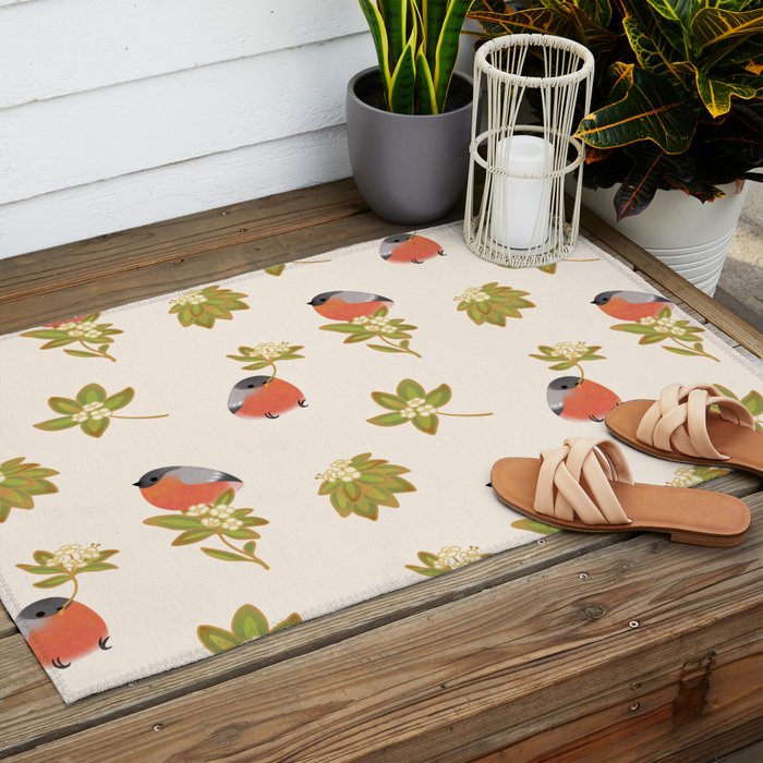 Eurasian bullfinch Outdoor Rug Gallery Image 2