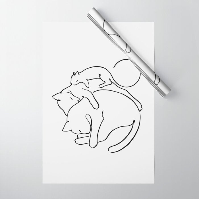 Cats line art 1 Wrapping Paper Gallery Image 1