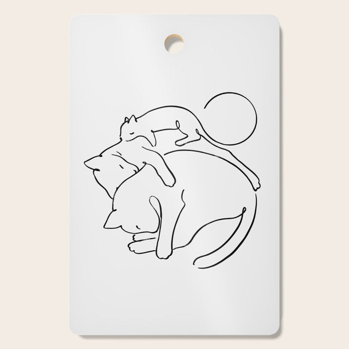 Cats line art 1 Cutting Board Gallery Image 1