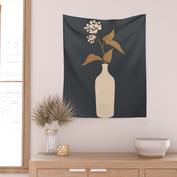 Minimal Abstract Art Vase Flower 4 Wall Tapestry Gallery Image 2
