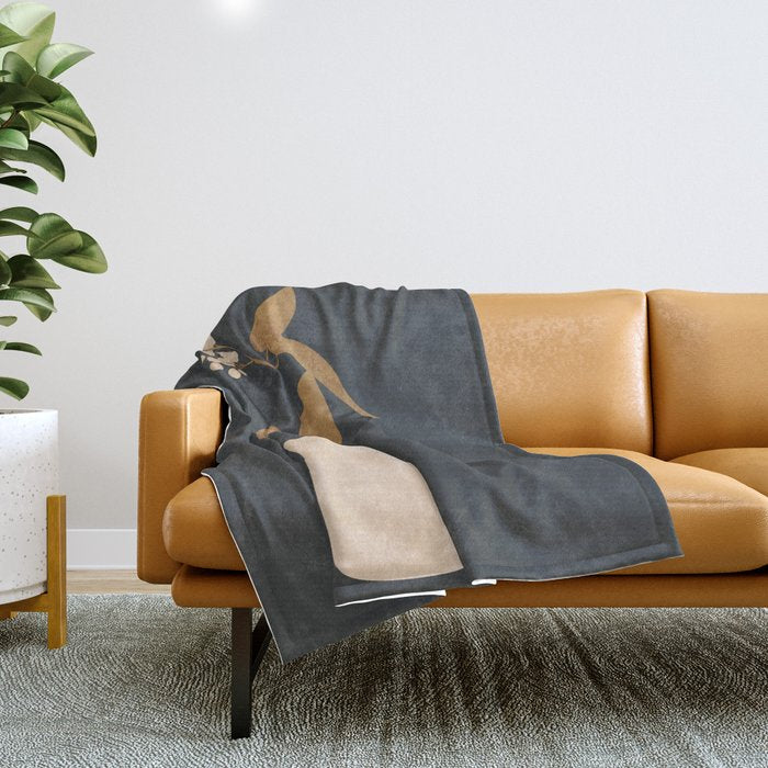 Minimal Abstract Art Vase Flower 4 Throw Blanket Gallery Image 1