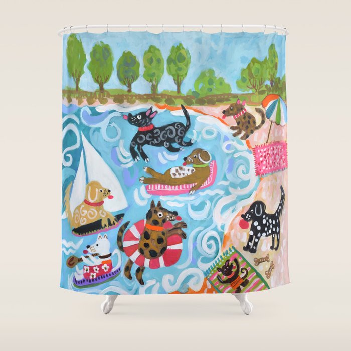 Dogs at Play Shower Curtain Gallery Image 1