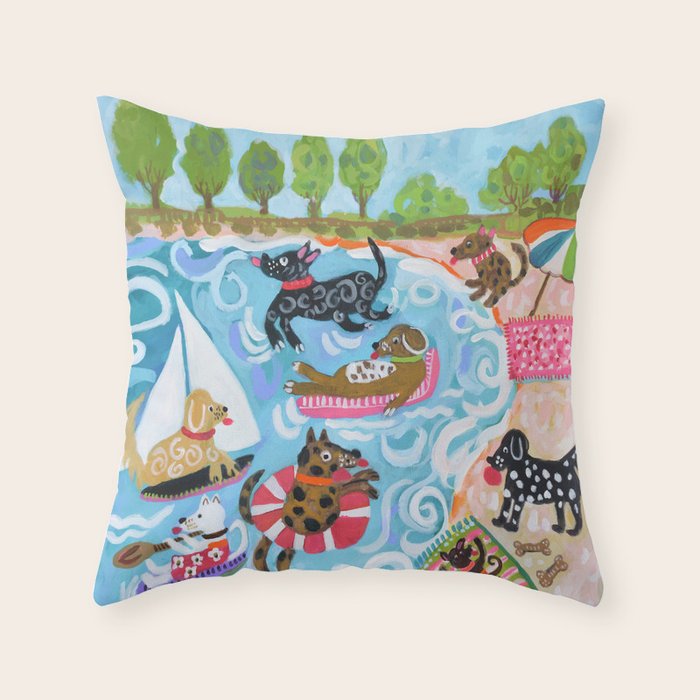 Dogs at Play Throw Pillow Gallery Image 1