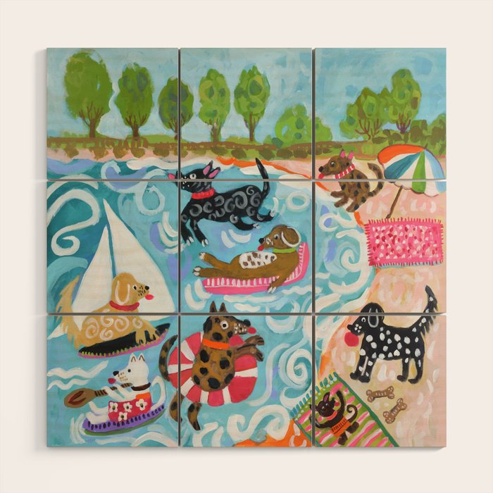 Dogs at Play Wood Wall Art