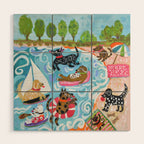 Dogs at Play Wood Wall Art Gallery Image 1