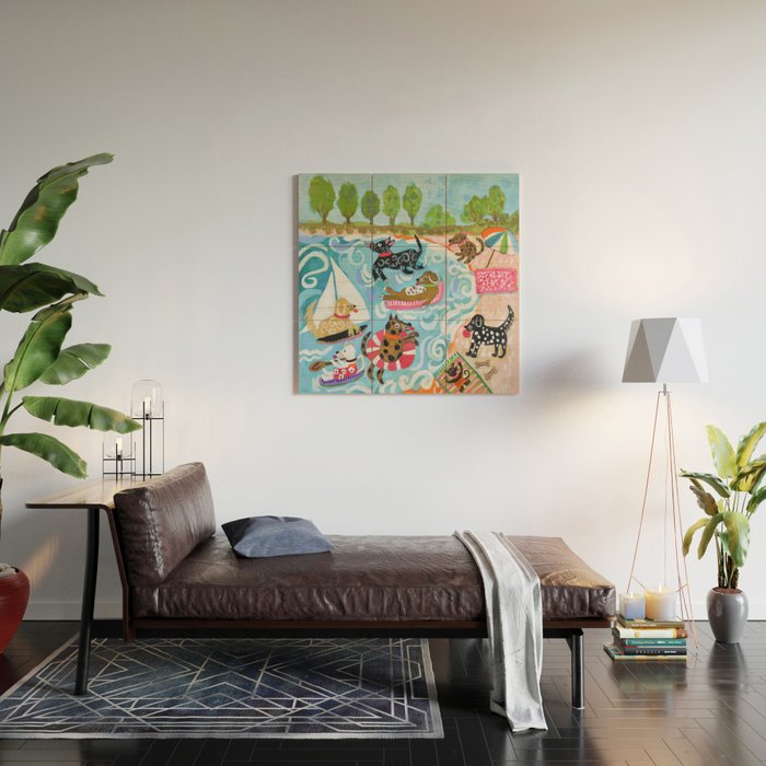 Dogs at Play Wood Wall Art Gallery Image 2