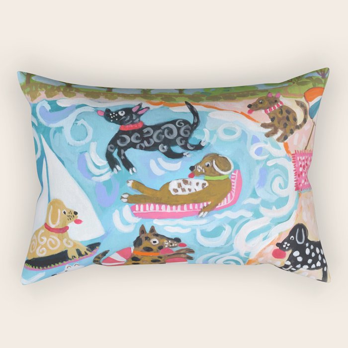 Dogs at Play Rectangular Pillow Gallery Image 2