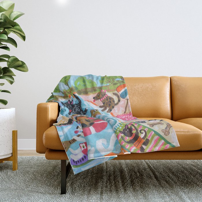 Dogs at Play Throw Blanket Gallery Image 1