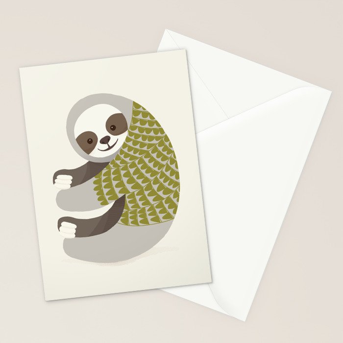 Whimsical Sloth Stationery Card Gallery Image 2