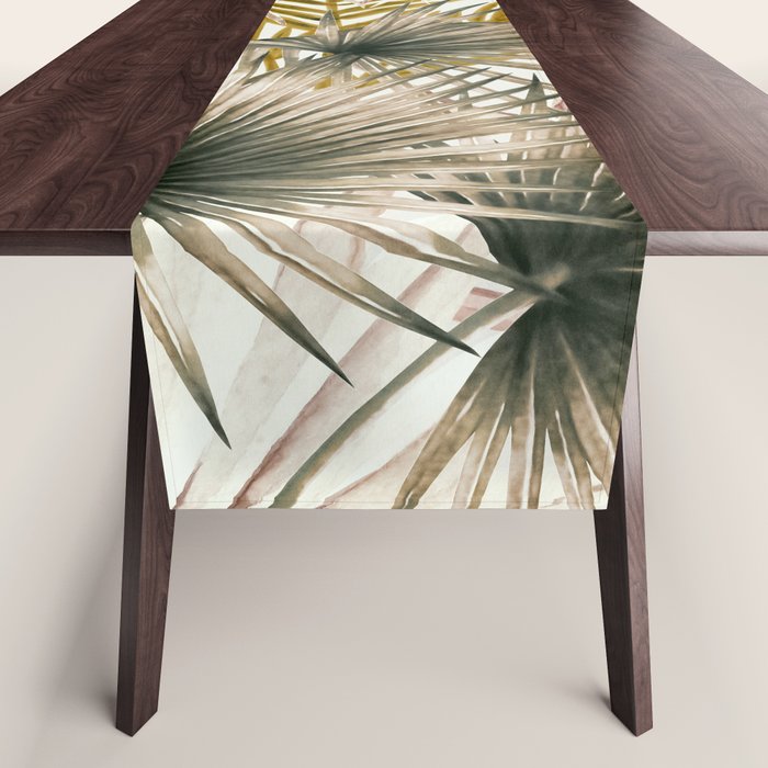 Pink Green leaf II Table Runner Gallery Image 1