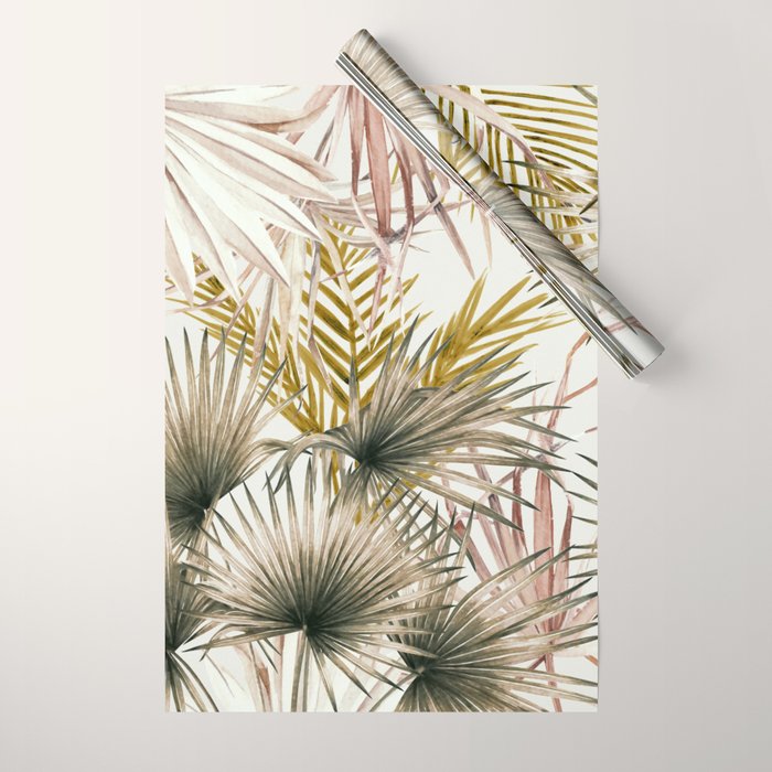 Pink Green leaf II Wrapping Paper Gallery Image 1