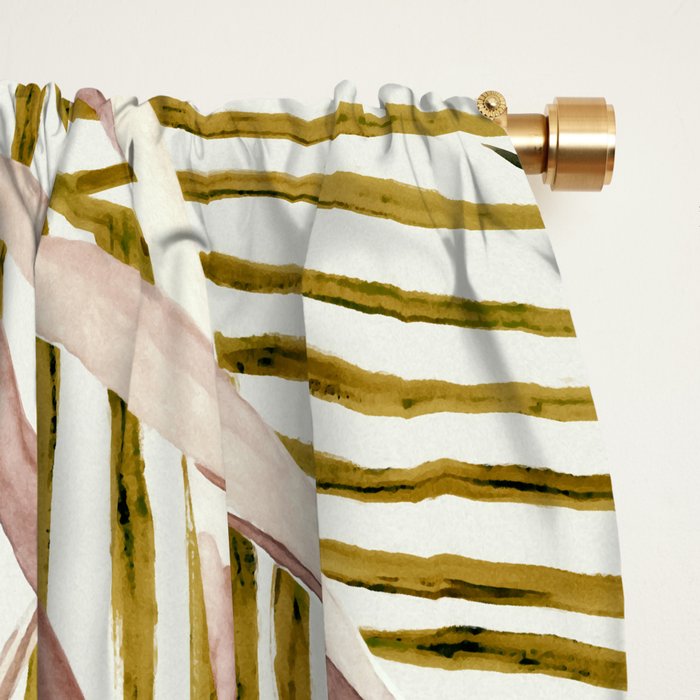 Pink Green leaf II Window Curtain Gallery Image 2