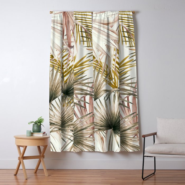 Pink Green leaf II Window Curtain Gallery Image 5