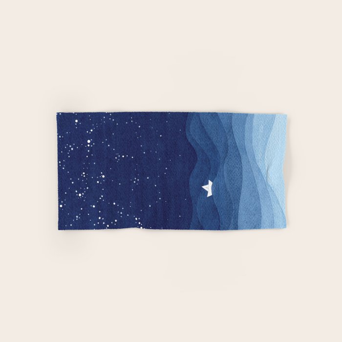 blue ocean waves, sailboat ocean stars Bath Towel Gallery Image 1