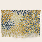 Floral Prints, Abstract Art, Navy Blue and Mustard Yellow, Wall Hanging Gallery Image 1