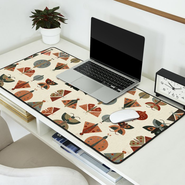 moths retro geo fall abstract Desk Mat Gallery Image 2