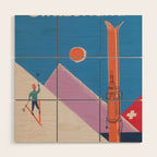 Switzerland Retro Vintage Ski Poster Wood Wall Art Gallery Image 1