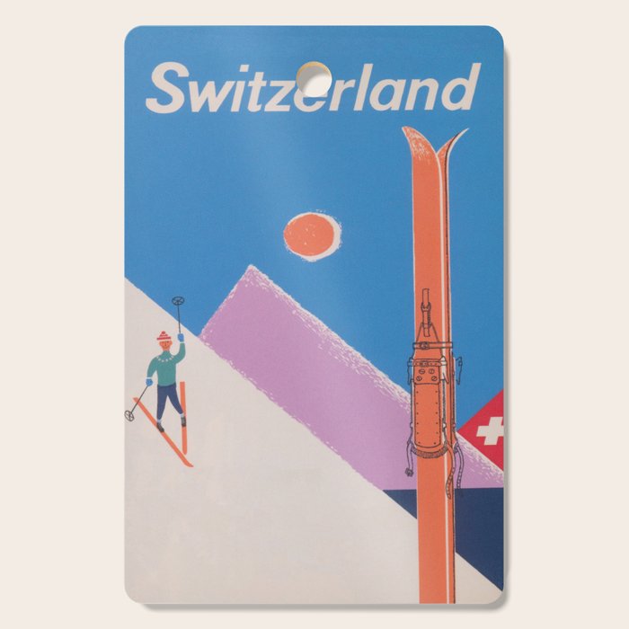 Switzerland Retro Vintage Ski Poster Cutting Board Gallery Image 1