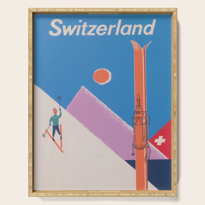 Switzerland Retro Vintage Ski Poster Serving Tray Gallery Image 1