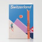 Switzerland Retro Vintage Ski Poster Stationery Card Gallery Image 2
