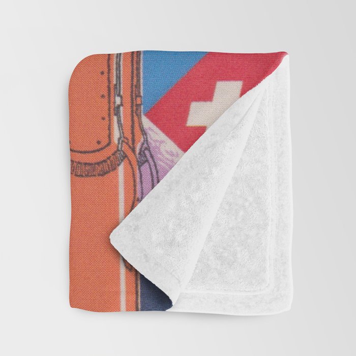 Switzerland Retro Vintage Ski Poster Throw Blanket Gallery Image 3