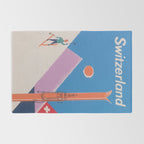 Switzerland Retro Vintage Ski Poster Rug Gallery Image 2