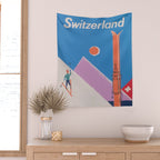 Switzerland Retro Vintage Ski Poster Wall Tapestry Gallery Image 2