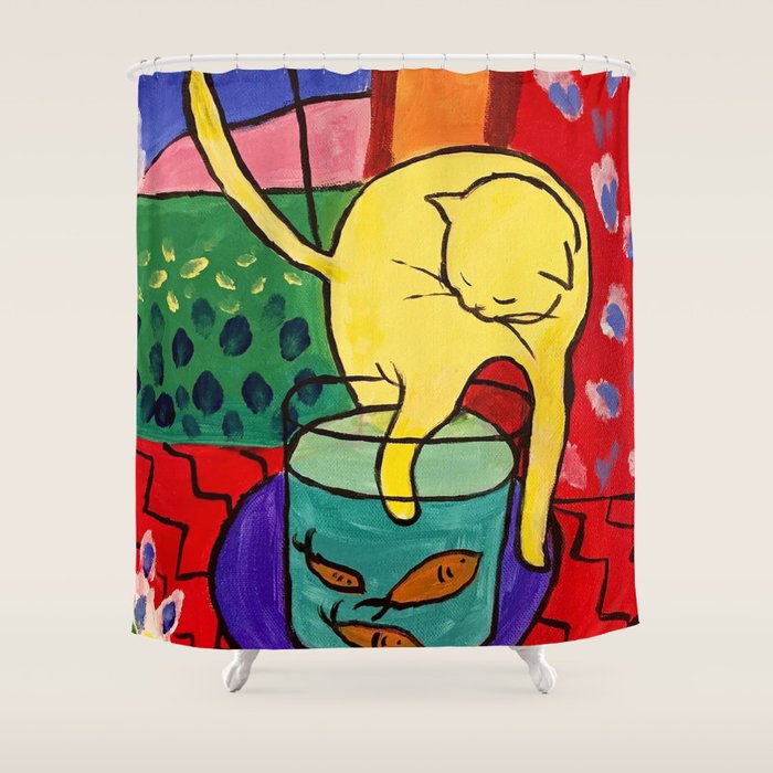 Cat with Red Fish- Henri Matisse Shower Curtain Gallery Image 1