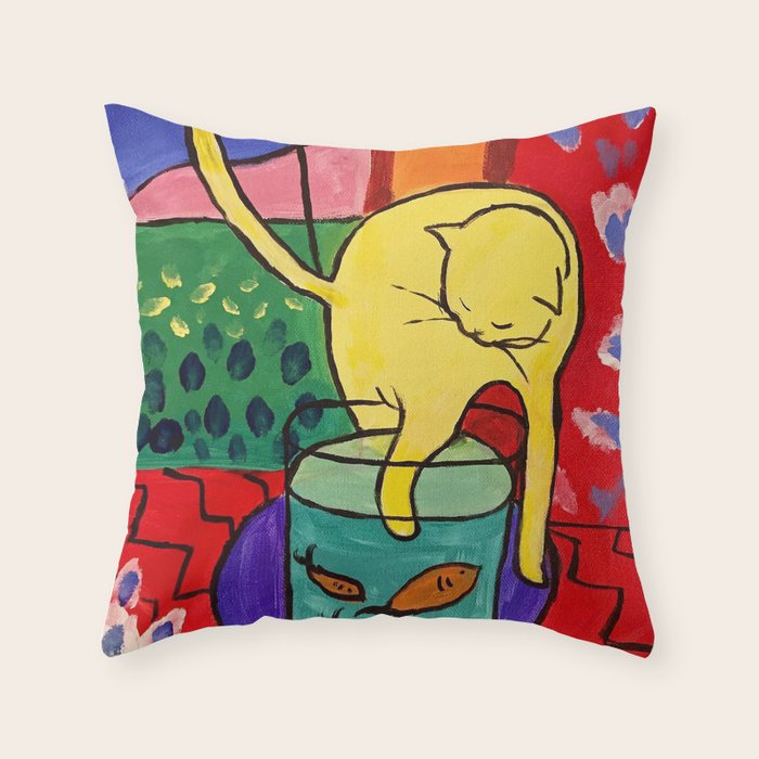 Cat with Red Fish- Henri Matisse Throw Pillow Gallery Image 6
