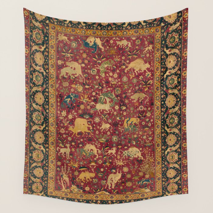 Antique Animal Jungle Persian Oriental Rug Wall Tapestry Gallery Image 4