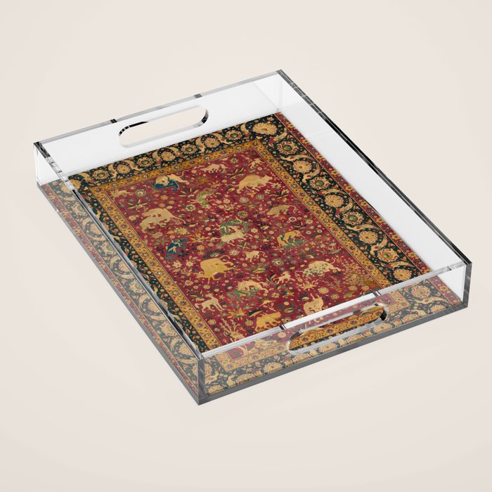 Antique Animal Jungle Persian Oriental Rug Acrylic Tray Gallery Image 1