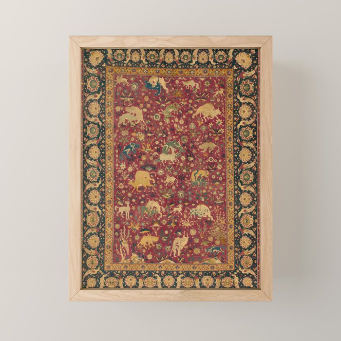 Antique Animal Jungle Persian Oriental Rug Mini Art Print Gallery Image 1