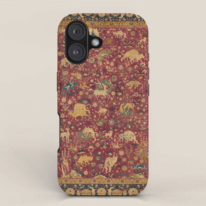 Antique Animal Jungle Persian Oriental Rug iPhone Case Gallery Image 1