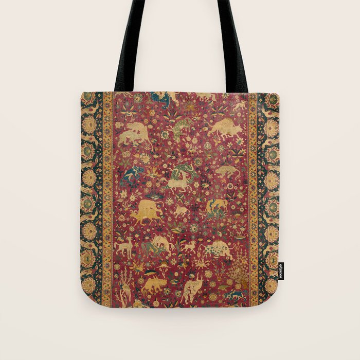 Antique Animal Jungle Persian Oriental Rug Tote Bag Gallery Image 1