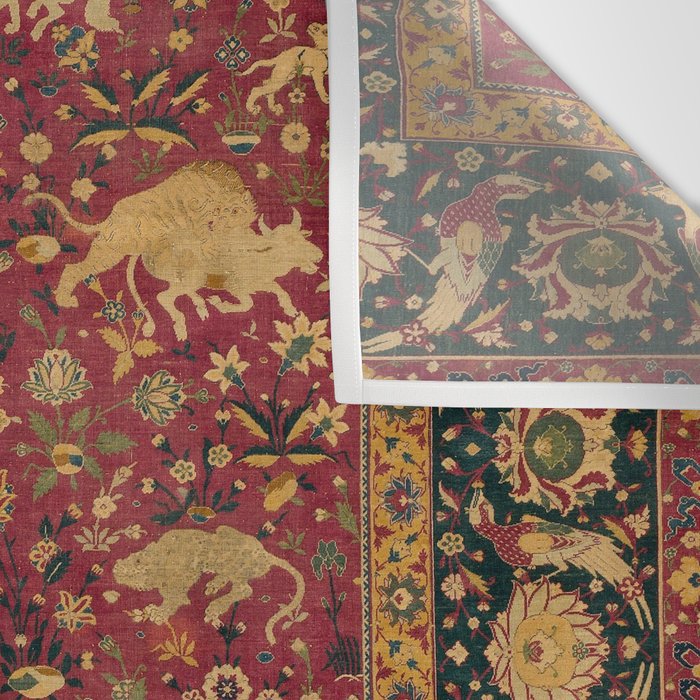 Antique Animal Jungle Persian Oriental Rug Wall Tapestry Gallery Image 3