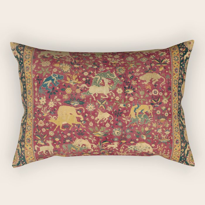 Antique Animal Jungle Persian Oriental Rug Rectangular Pillow Gallery Image 1