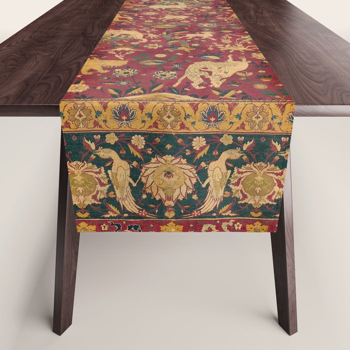 Antique Animal Jungle Persian Oriental Rug Table Runner Gallery Image 1