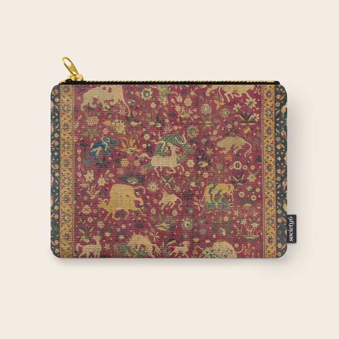 Antique Animal Jungle Persian Oriental Rug Carry All Pouch Gallery Image 1