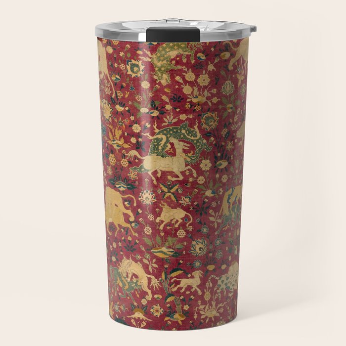 Antique Animal Jungle Persian Oriental Rug Travel Mug Gallery Image 1