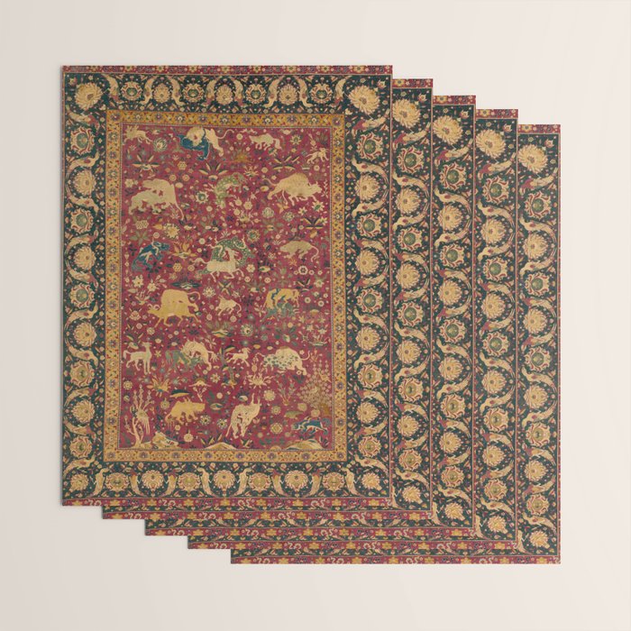 Antique Animal Jungle Persian Oriental Rug Wrapping Paper Gallery Image 3