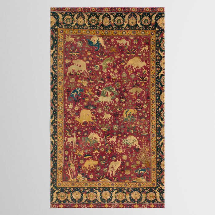 Antique Animal Jungle Persian Oriental Rug Tablecloth Gallery Image 2