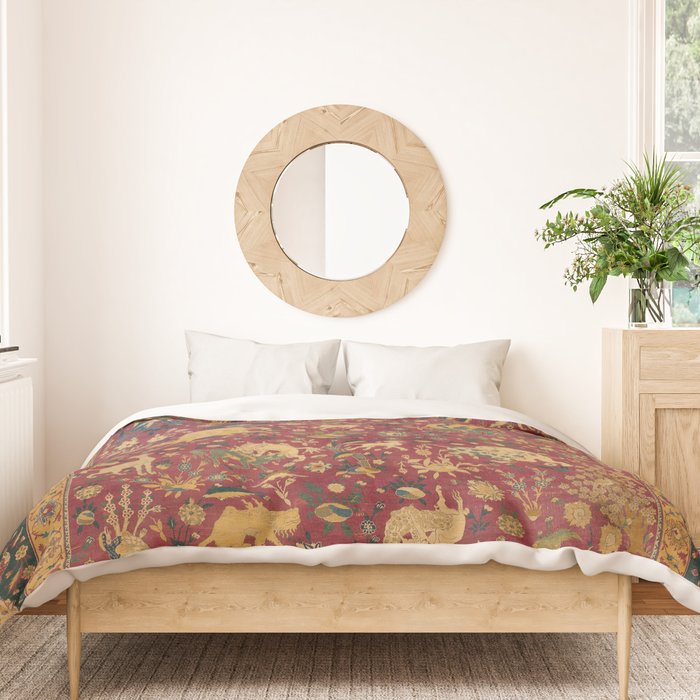 Antique Animal Jungle Persian Oriental Rug Duvet Cover Gallery Image 3