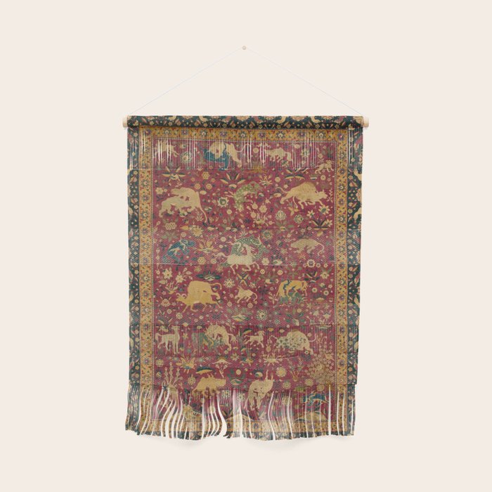 Antique Animal Jungle Persian Oriental Rug Wall Hanging Gallery Image 1