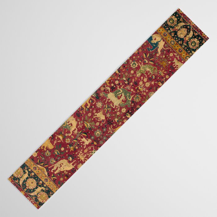 Antique Animal Jungle Persian Oriental Rug Table Runner Gallery Image 3